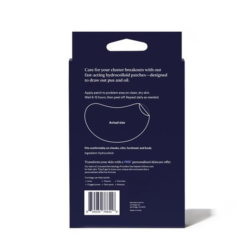 Curology Emergency Spot Patch Clusters for Breakouts, Fast Acting Large Hydrocolloid Pimple Patches for Face, Oil Absorbing, 14 Count