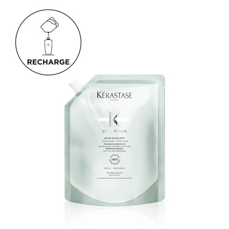 Kerastase Specifique Balancing Shampoo Refill For Oily Scalp & Hair - Cleanses Oil From Roots and Hydrates Dry Hair Ends