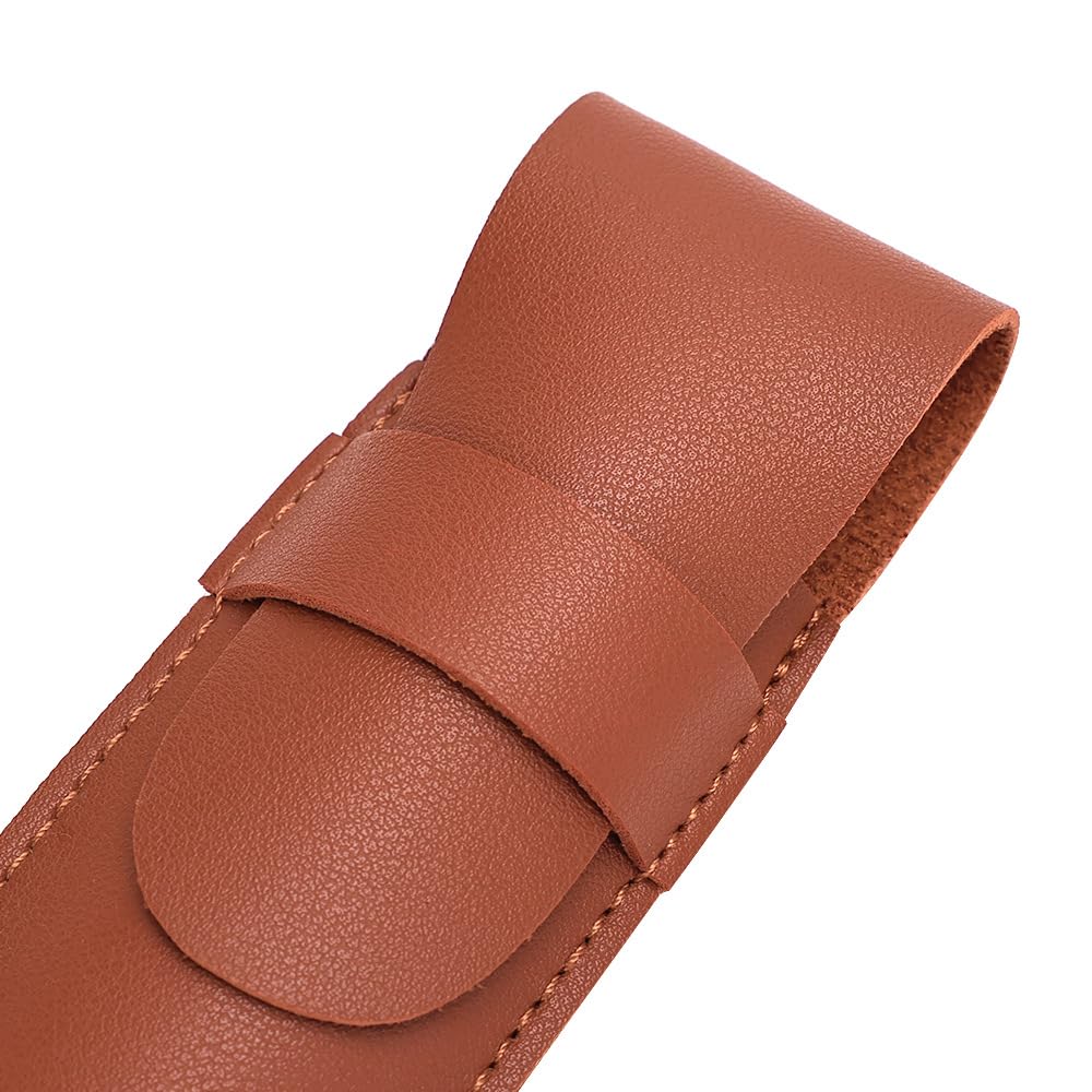 TorSor 2 Pack Straight Razor Case Pouch Sleeve Flap Cover Sheath Protective Holster PU Leather Carrying Holder Protector For Straight Edge Razors Blade Safety Travel Barber Close Shaving Manual Shaver