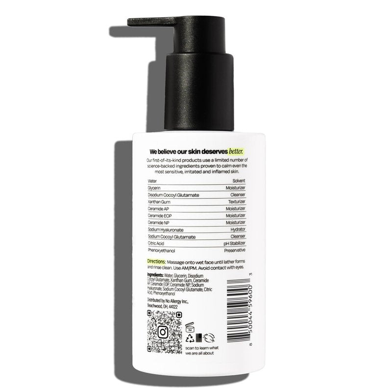 Untoxicated Face Wash - Gentle & Hydrating Face Cleanser for Sensitive Skin - Ceramides, Hyaluronic Acid & Glycerin - No Common Irritants - Non-Foaming - Soap Free - Fragrance Free - 7 Ounce