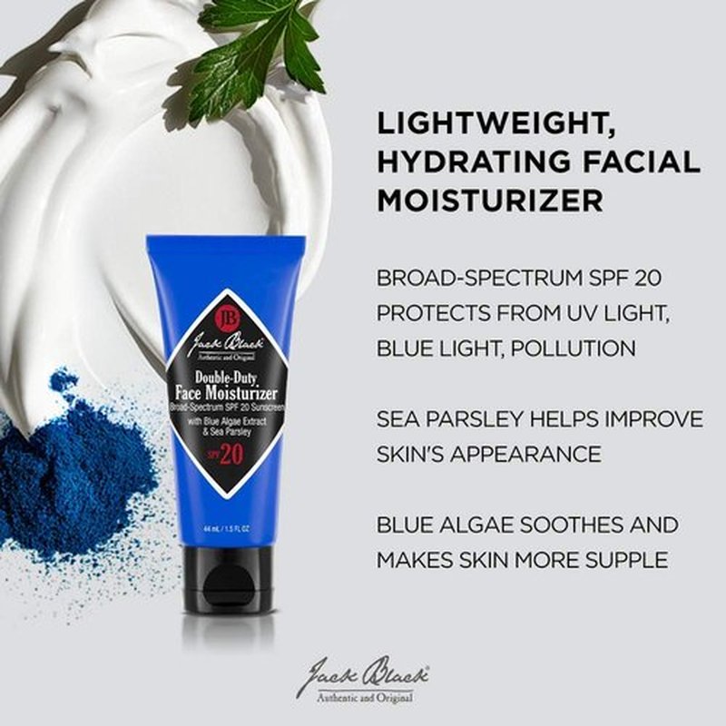 Jack Black Double Duty Face Moisturizer - SPF 20 Hydrating Cream for Men | Lightweight & Non-Greasy