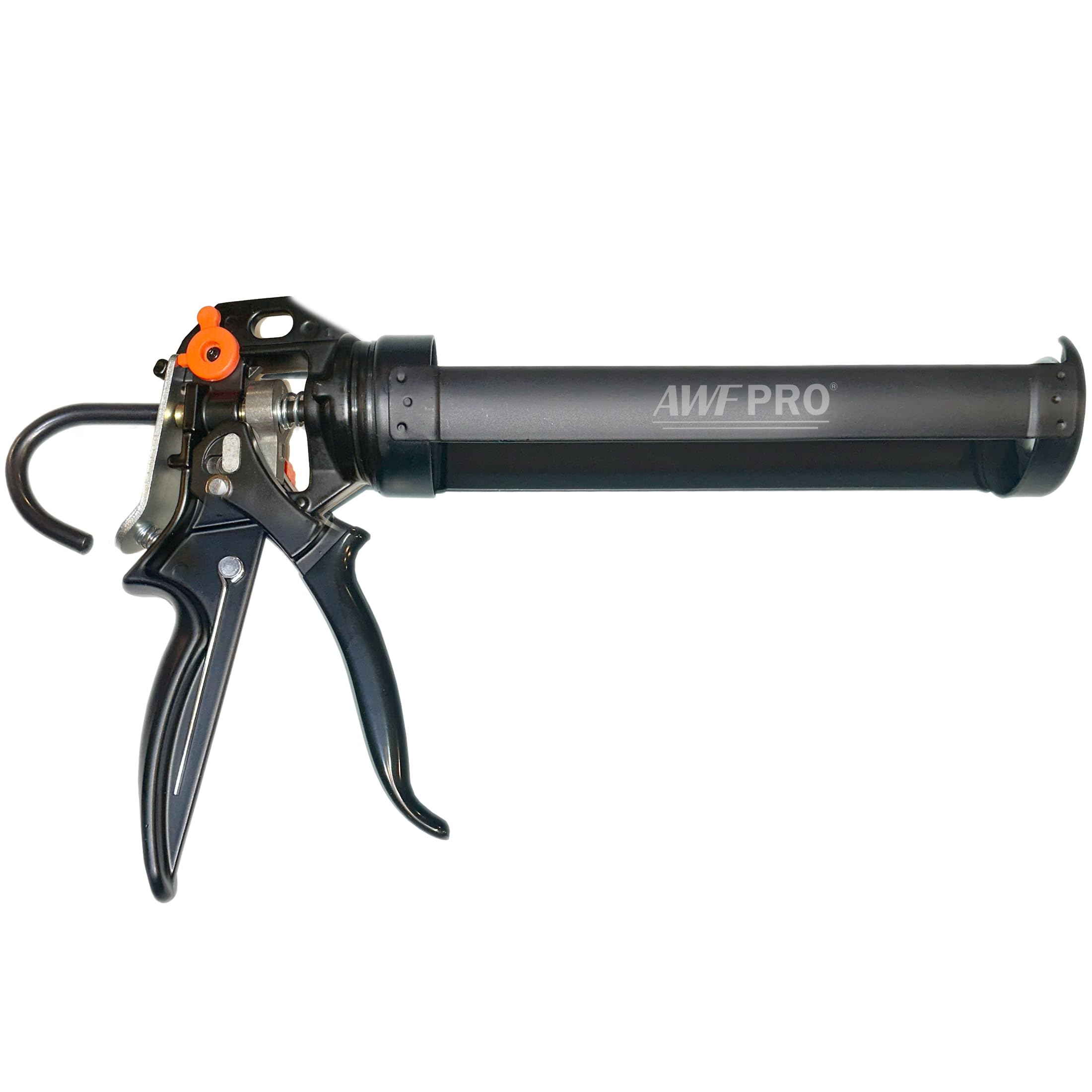 AWF PRO 29 oz Dual Thrust Caulk Gun, 25:1 or 12:1 Thrust Ratio, No Drip, Rotating Barrel, Comfort Grip, with Built-In Puncture Tool