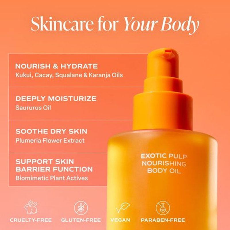 Saltair Body Oil - Silky Hydrating Dry Oil for Men & Women | Non-Greasy Moisturizer, 4oz - Exotic Pulp Scent