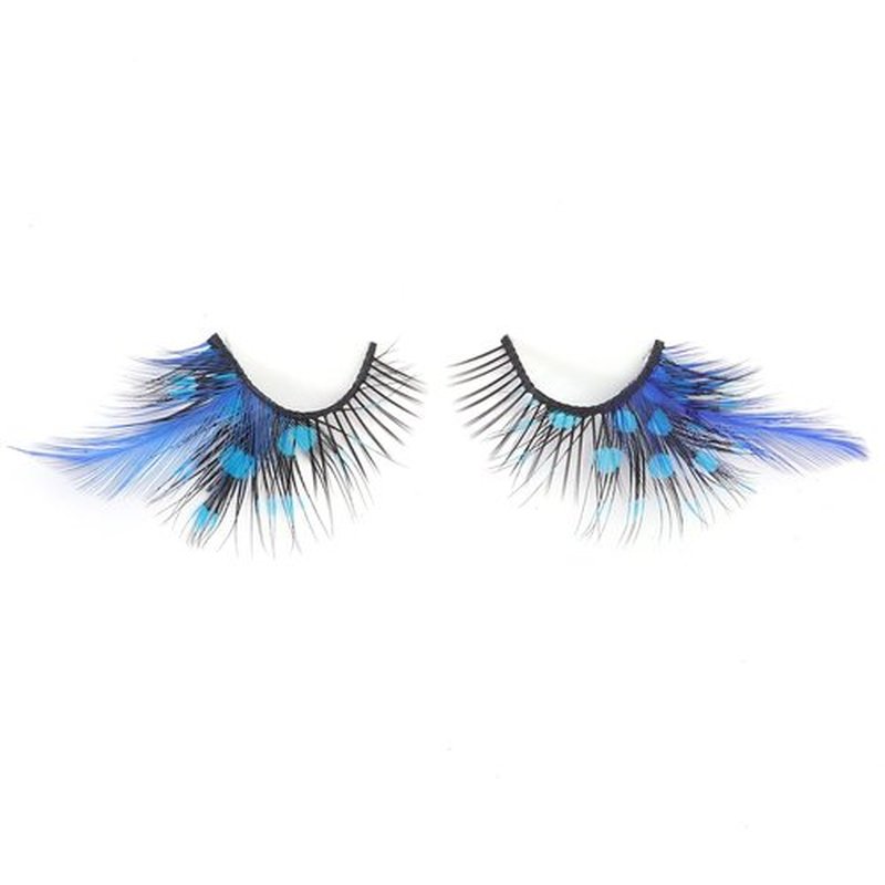 DSLONG Halloween Eyelashes Green Feather Eyelashes Dramatic Extra Long Big Halloween Colored Lashes Cosplay Feather Lashes Show Dance Makeup Tools Reusable (A2)