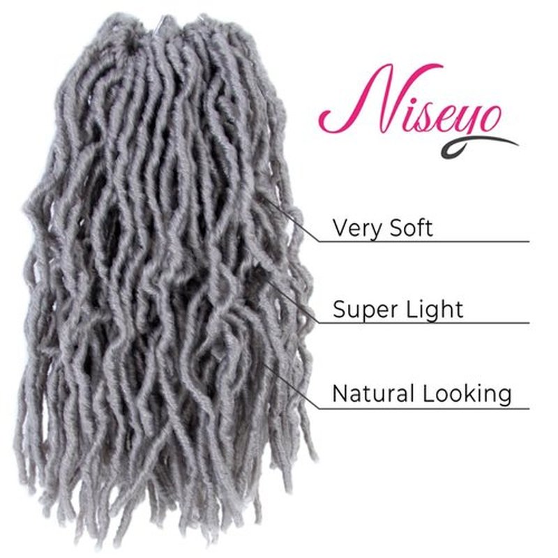 Niseyo Grey Faux Locs Crochet Hair 10 Inch Soft locs, 6 Packs Short Crochet Locs Pre Looped Crotchet Straight Synthetic Hair Extensions (Gray)
