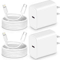 OMBROA Fast-Charging-Cord [MFi Certified],20W PD USB C Wall Charger and 2-Pack(6ft+10ft) Fast Charging Cable
