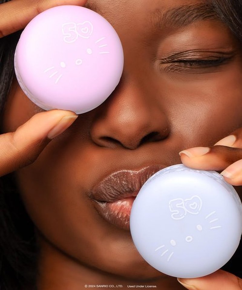 The Crème Shop x Hello Kitty Plumping Moisturizing Macaron Lip Balm, Hydrating Korean Lip Balm, 50th Year Anniversary Limited Edition Duo Lip Moisturizer in Cool Mint & Acai Berry, Korean Skin Care