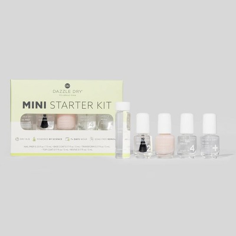 Dazzle Dry Complete Starter Mini Kit - Nail Prep, Base Coat, Top Coat & Ridge Filler | Transform Your Nails