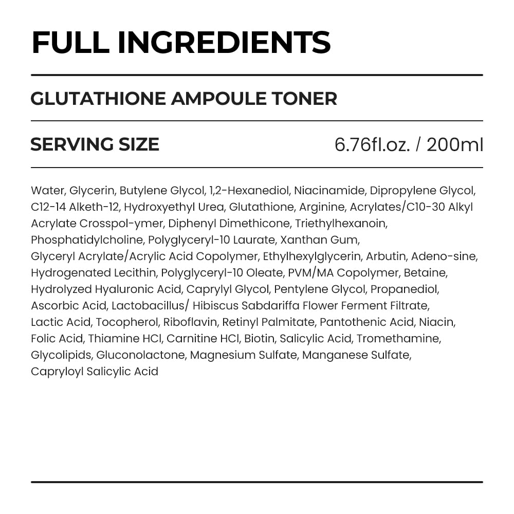 [Skin&LAB] Glutathione Ampoule Toner 6.76 fl oz, Improve Dart Spot, Hyperpigmented, Skin Clarity, Korean Toner for Sensitive Skin