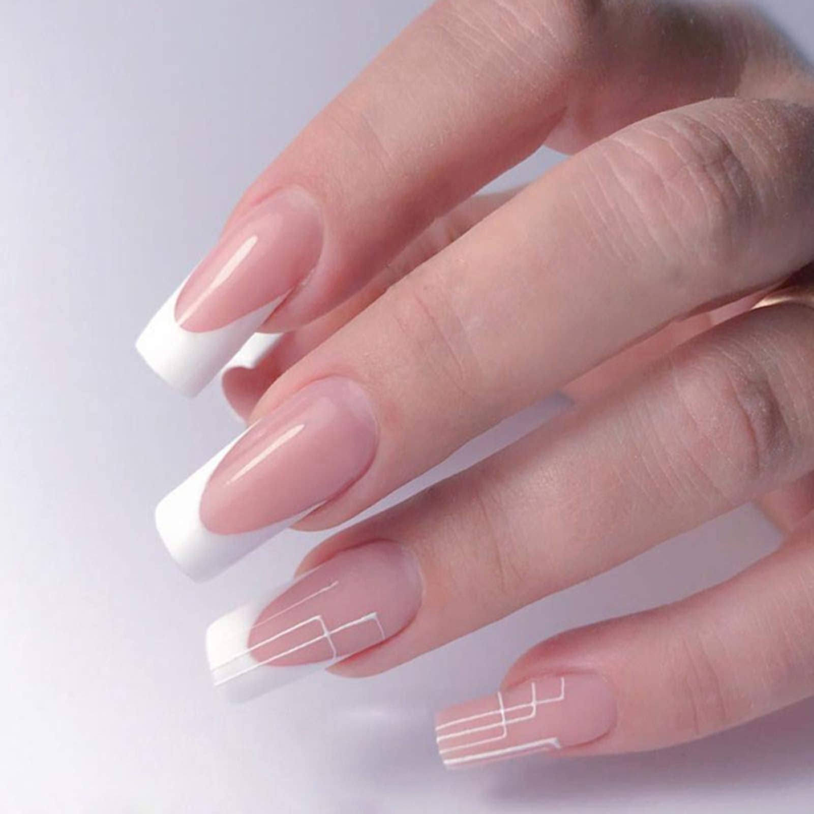 Vodisa Clear Nail Tips 500pcs French Acrylic Half Cover Fake Nails with Storage Case 10 Sizes Long False Nail for Lady Nail Salons and Home DIY Nail Art(French Half Cover)