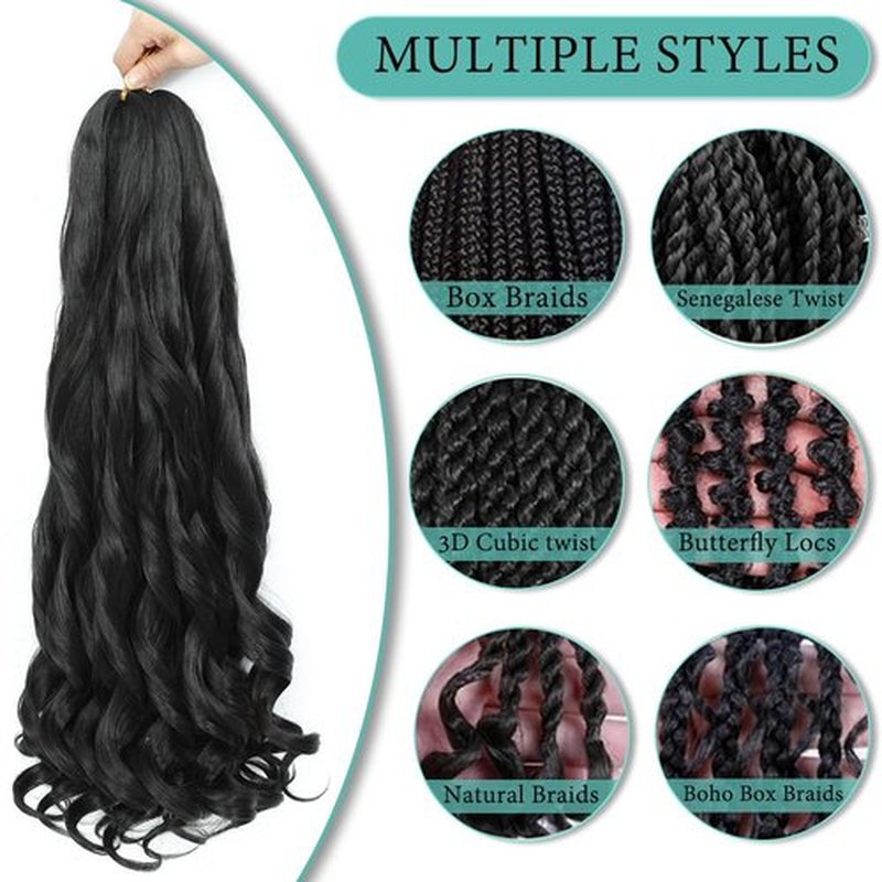 French Curl Braiding Hair, 12 Inch Curly Braiding Hair 8 Packs Bouncy French Curl Crochet Braids for Black Women Pre Stretched Loose Wavy Extensions(1B, 12Inch)