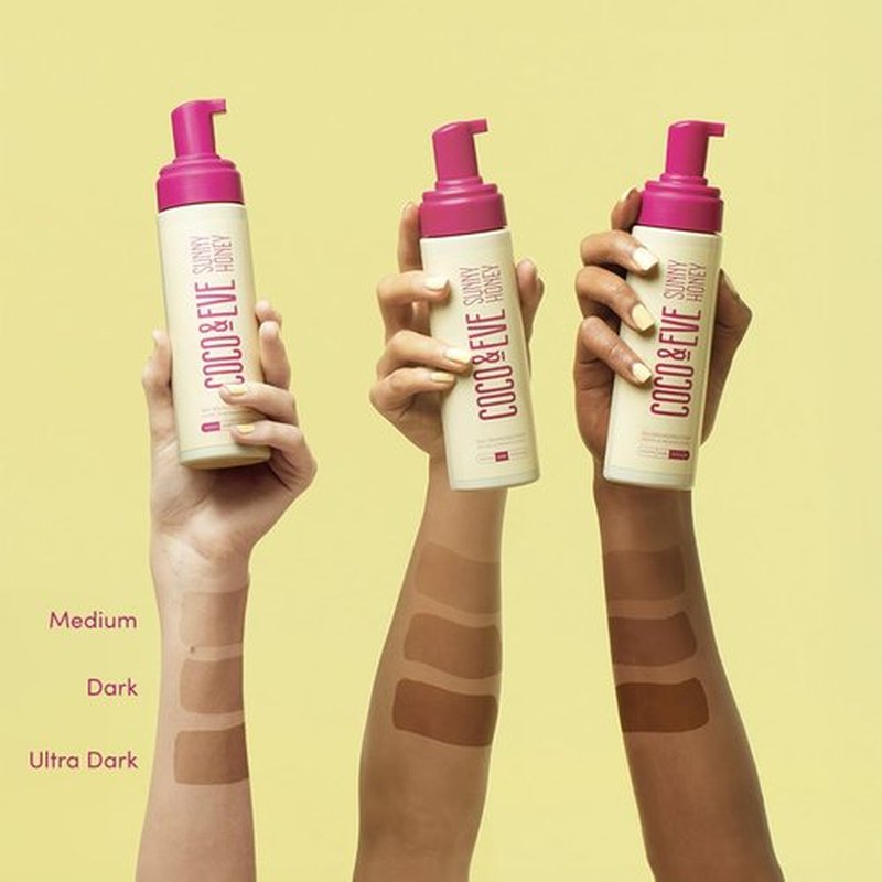 Coco & Eve Self Tanner Foam Kit - Medium Streak-Free Tanning Mousse with Mitt Applicator | Vegan & Cruelty-Free