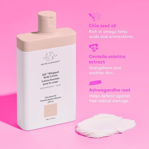 Drunk Elephant Sili Whipped Body Lotion - Rich Daily Moisturizer - 240 ml/8 fl oz - Clean & Cruelty-Free Skincare
