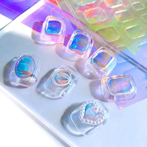 Dornail 11 Sheets Aurora Holographic Nail Foil Film - Broken Glass & Laser Nail Decals for DIY Nail Art