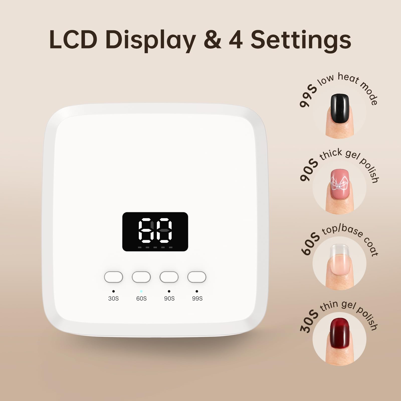 UV Nail Lamp CHRISTINE SHELLY, Rechargeable LED Nail Light Professional Nail Dryer with 4 Timer Setting, Touch Control & Auto Sensor, Curing lamp for Salon & Home