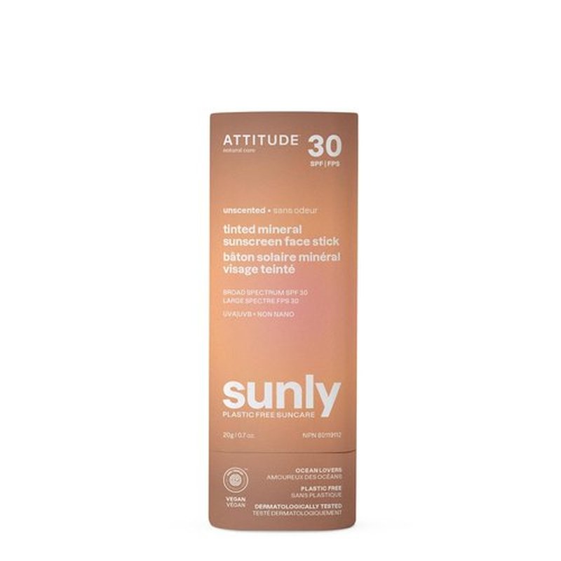 ATTITUDE Tinted Mineral Sunscreen Face Stick - SPF 30 Zinc Oxide, EWG Verified, Vegan, 0.7 Ounce
