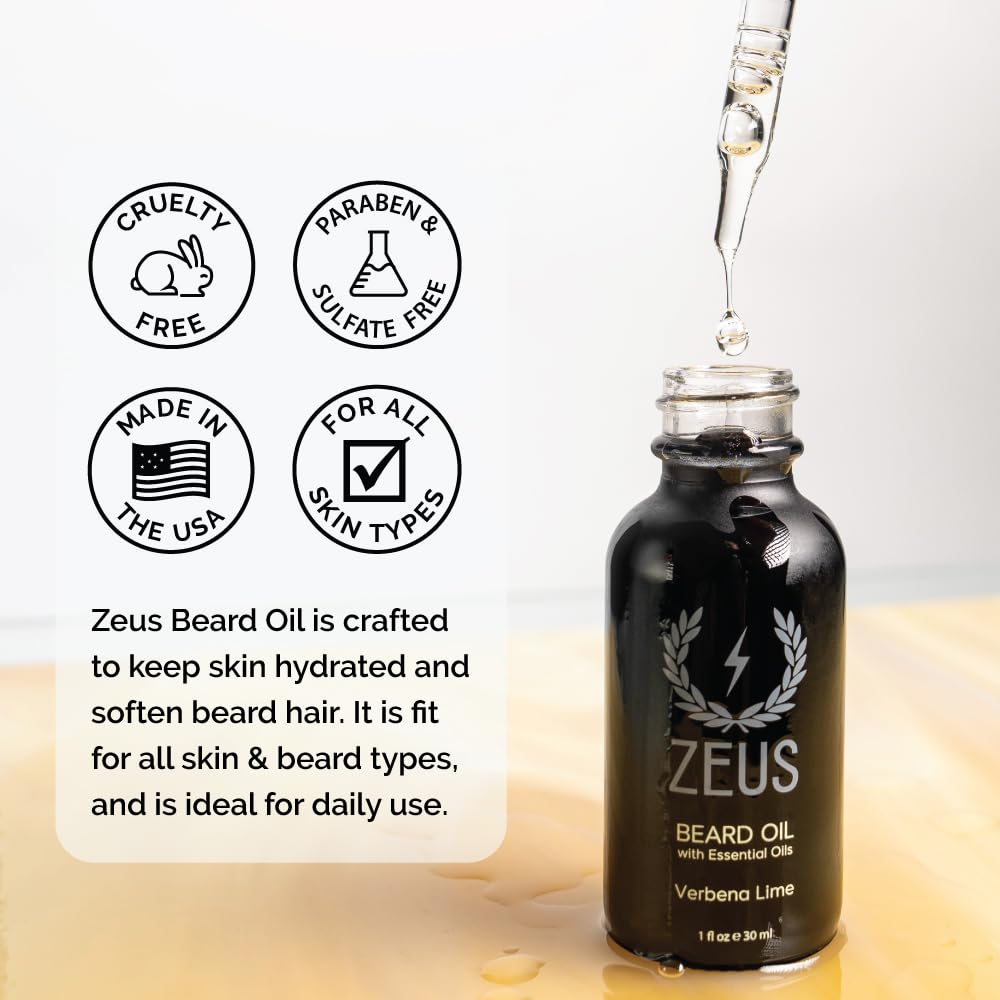 ZEUS Natural Beard Oil for Men with Essential Oils (Sandalwood)