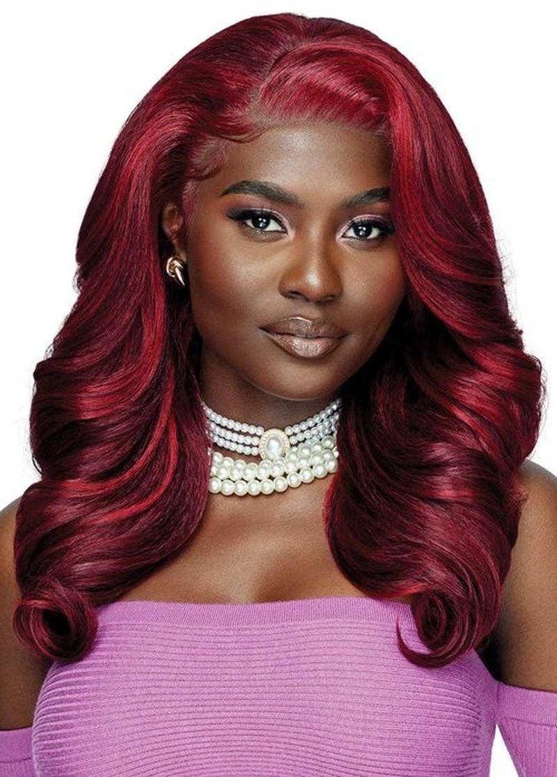 Outre Lace Front Wig - Perfect Hair Line 13X4 - Swoop Series - Swoop 2 (BURGUNDY FLAME)