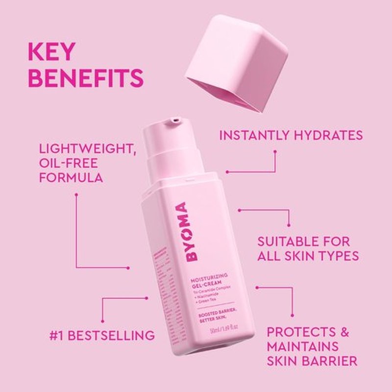 BYOMA Moisturizing Gel Cream - Niacinamide & Green Tea Barrier Repair Lotion - Alcohol-Free, Oil-Free Face Moisturizer - 1.69 fl. oz
