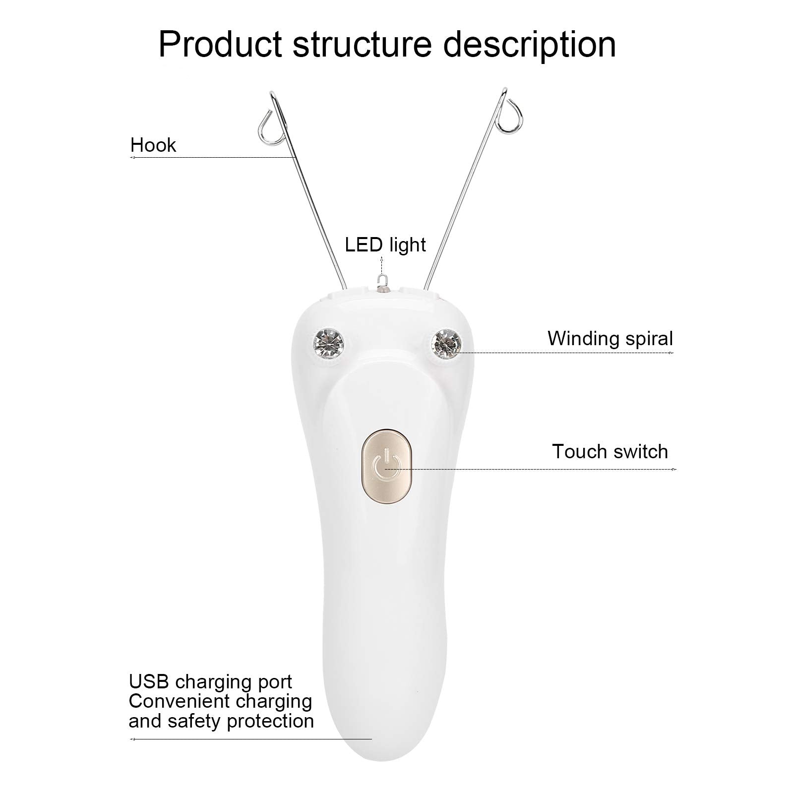 Sunicon Facial Threading Hair Removal, USB Rechargeable Electric Women Cordless Facial Threading Epilator Ladies Beauty Epilator Trimmer Cotton Threading Tool for Body Facial Pull(Gold)