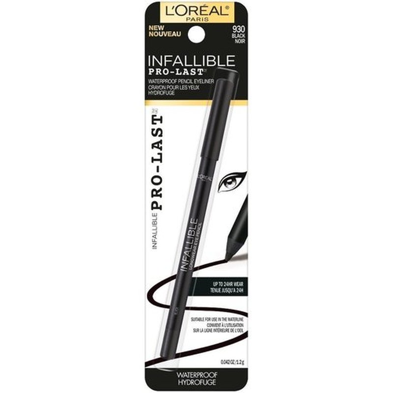 L'Oreal Paris Infallible Pro-Last Pencil Eyeliner - Waterproof, Smudge-Resistant, Easy Application, Black, 0.042 oz.