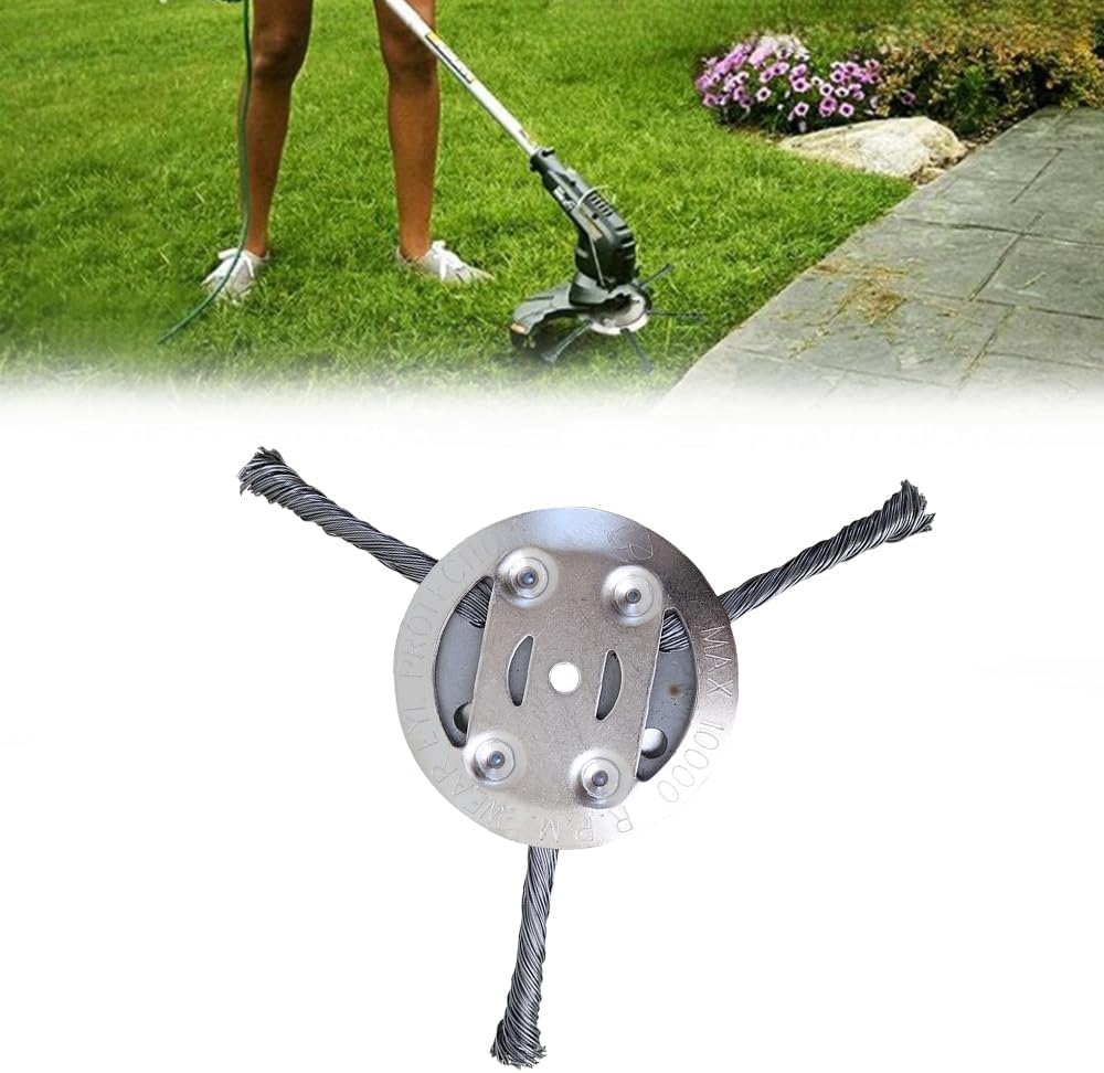 2025 New Steel Wire Grass Trimmer Replacement Head, Universal Brush Cutter Steel Head for Lawn Mower Tray, 3 inch Steel Wire Grass Trimmer Head,Weed Remover Tool, Inner Hole 5Mm (1 Pack,3 Blades)