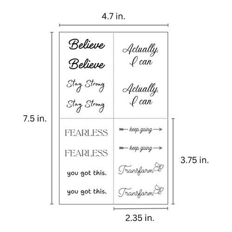 One Grace Believe Collection - Inspirational and Motivational Words Small Temporary Tattoos - Realistic Long Lasting Waterproof Black Mini Tattoos for Women and Men