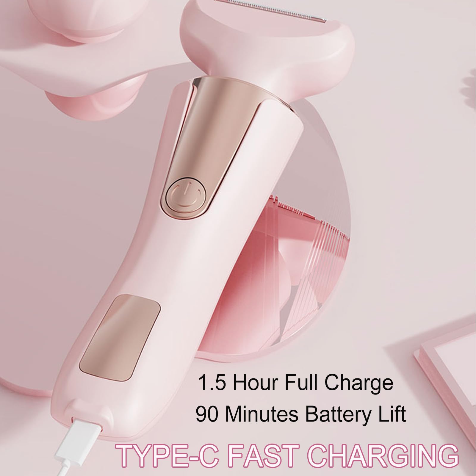XYOUWEI 2 in 1 Bikini Trimmer for Women, IPX7 Waterproof Wet/Dry Use Women Electric Shaver, Rechargeable Cordless Electric Razors for Pubic Hair Bikini Legs Arm Underarm Face