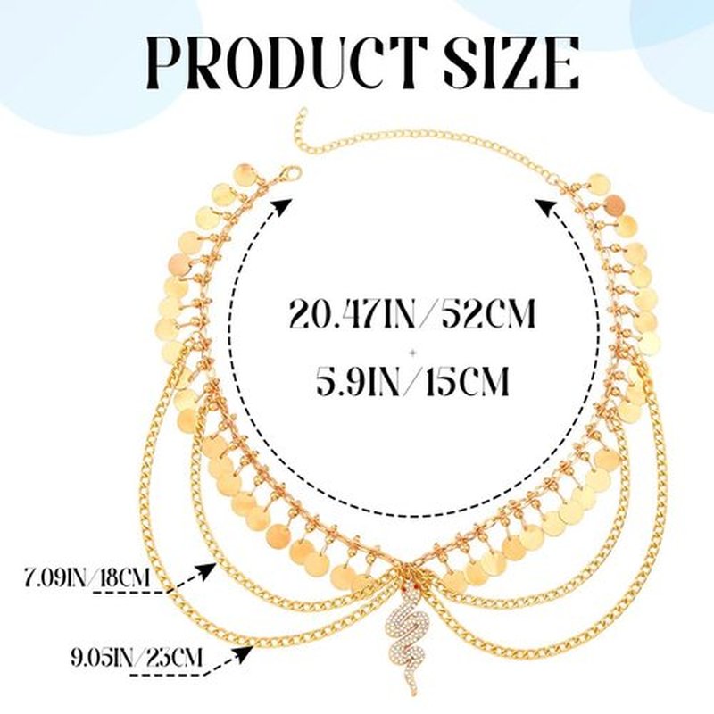 Sixexey Boho Gold Sequin Head Chain Egyptian Snake Headpiece Festival Cleopatra Costume Hair Accessories for Women