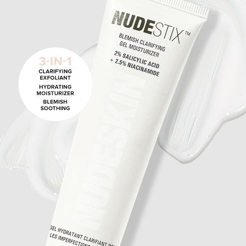 Nudestix Blemish Clarifying Gel Moisturizer - Lightweight Salicylic Acid Acne Treatment with Niacinamide & Cica | Hydrating Vegan Formula for Clear, Balanced Skin