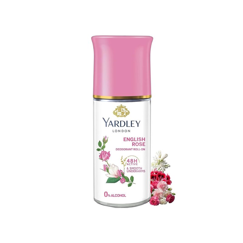 Yardley London English Rose Deodorant Roll-On - 48-Hour Protection | Alcohol-Free | 1.7oz (50ml)