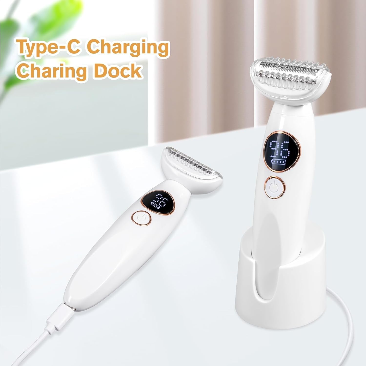 Carehabi 5-in-1 Intimate Shaver for Women, Electric Shaver, IPX7 Waterproof, USB Charging Station, Trimmer for Face, Eyebrows, Body, Bikini Zone