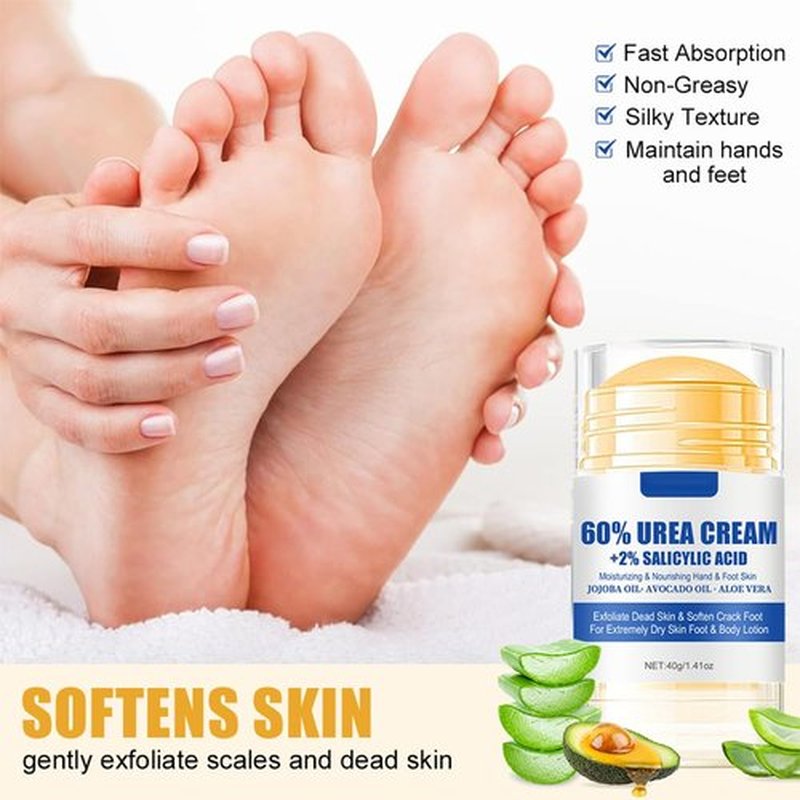 Pakivs 2Pcs Peach Scented and 60% Urea Foot Cream Set,Moisturizer Heel Stick Balm,Intensive Repair Dry Cracked Skin,Hands,Heels,Elbow and Knees,Softens & Nourish Foot Care for Women and Men