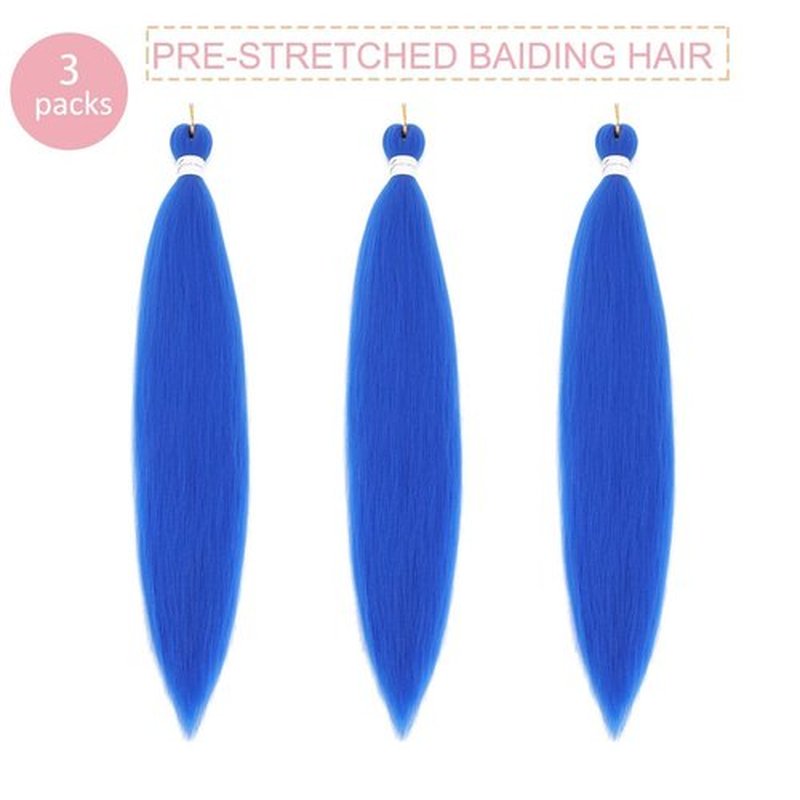 Alremyssy Blue Braiding Hair Pre Stretched 30 Inches Easy Braiding Hair Yaki Texture 8 Packs/Lot Braid Hot Water Setting Professional Synthetic Braiding Hair Extensions (3pcs,30",#Blue)