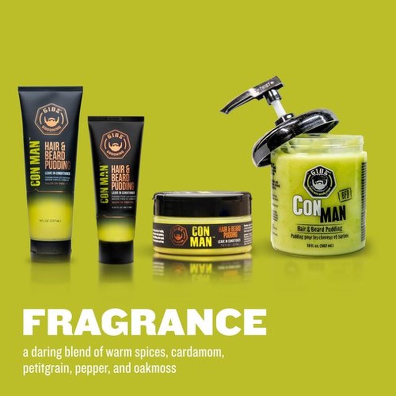 GIBS Con Man Hair & Beard Pudding - Leave-In Conditioner & Curl Definer - 3.25 oz Travel Size