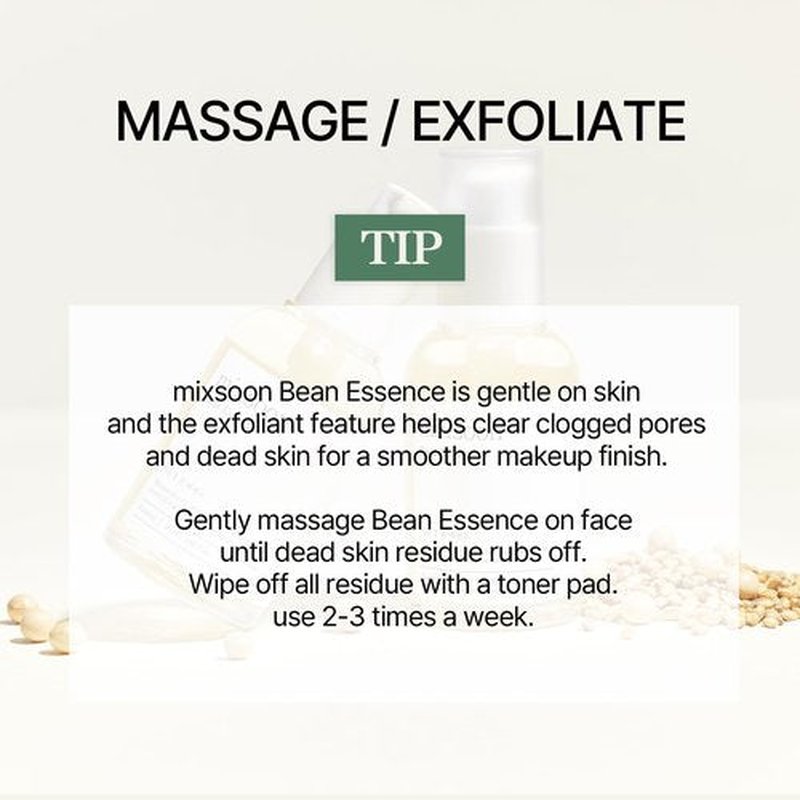 mixsoon Bean Essence-Exfoliating, Hydrating, Fermented Bean Extract, Gentle Formula for Smooth Skin 30ml / 1.01 fl.oz. Korean Glass Skin Care