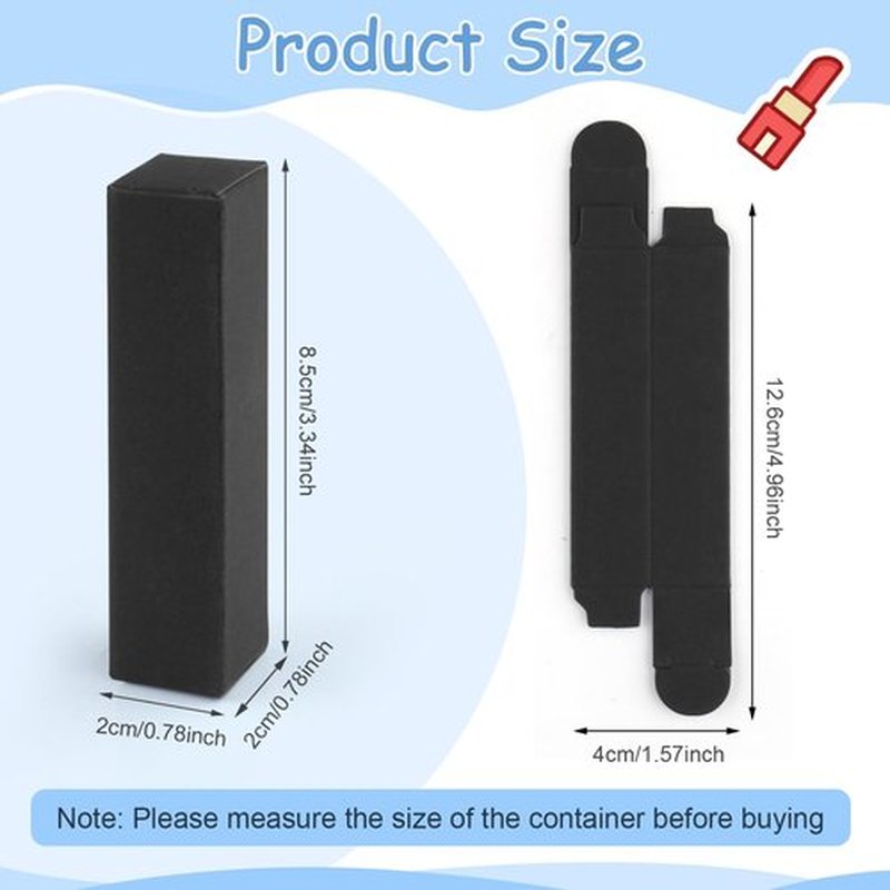 Cositina 100 Pack 0.78 * 0.78 * 3.34 inch Kraft Paper Lipstick Box Rectangle Lip Balm Kraft Boxes Essence Oil Bottle Packaging Organzier for Makeup Sample Tube Storage DIY Gifts - Black