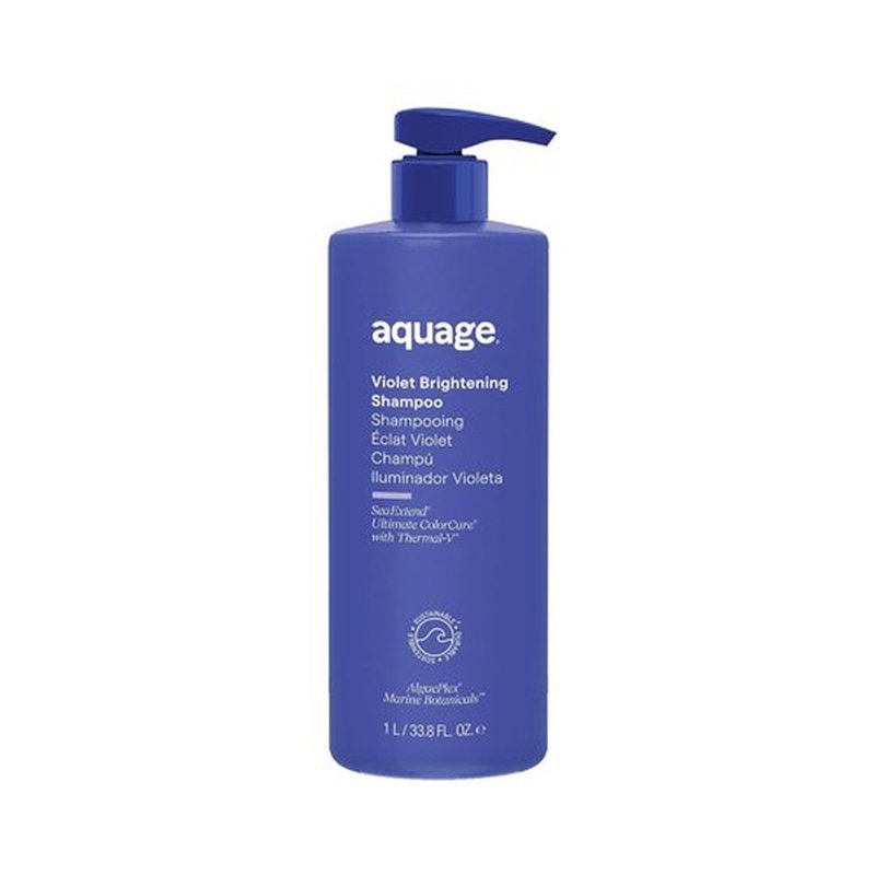 AQUAGE Violet Brightening Shampoo - Neutralizes Yellow & Brassy Tones for Color-Treated Hair | 33.8 oz