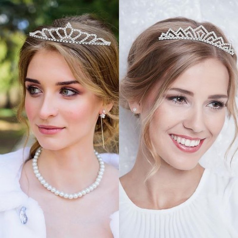 Naturahand 6 Pieces Silver Metal Tiara Crown Headbands with Decorative Dazzling Rhinestone Wedding Prom Birthday Party Princess Headpieces for Brides Bridesmaids Women Girls Teens Kids