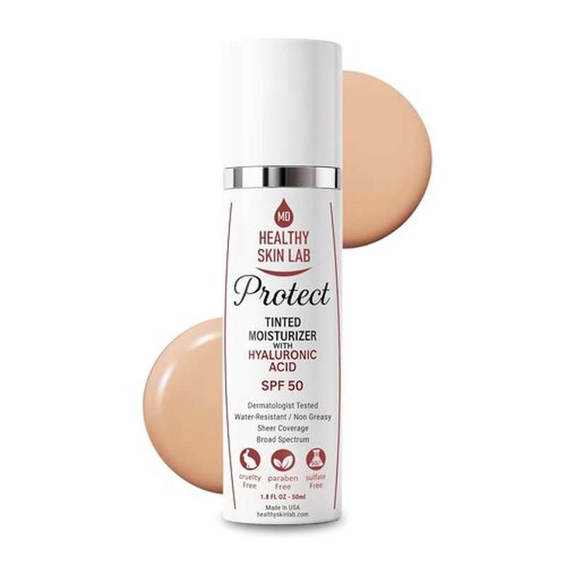 Healthy Skin Lab Tinted Moisturizer SPF 50 - Lightweight Hydrating Mineral Sunscreen with Hyaluronic Acid, 1.8 oz