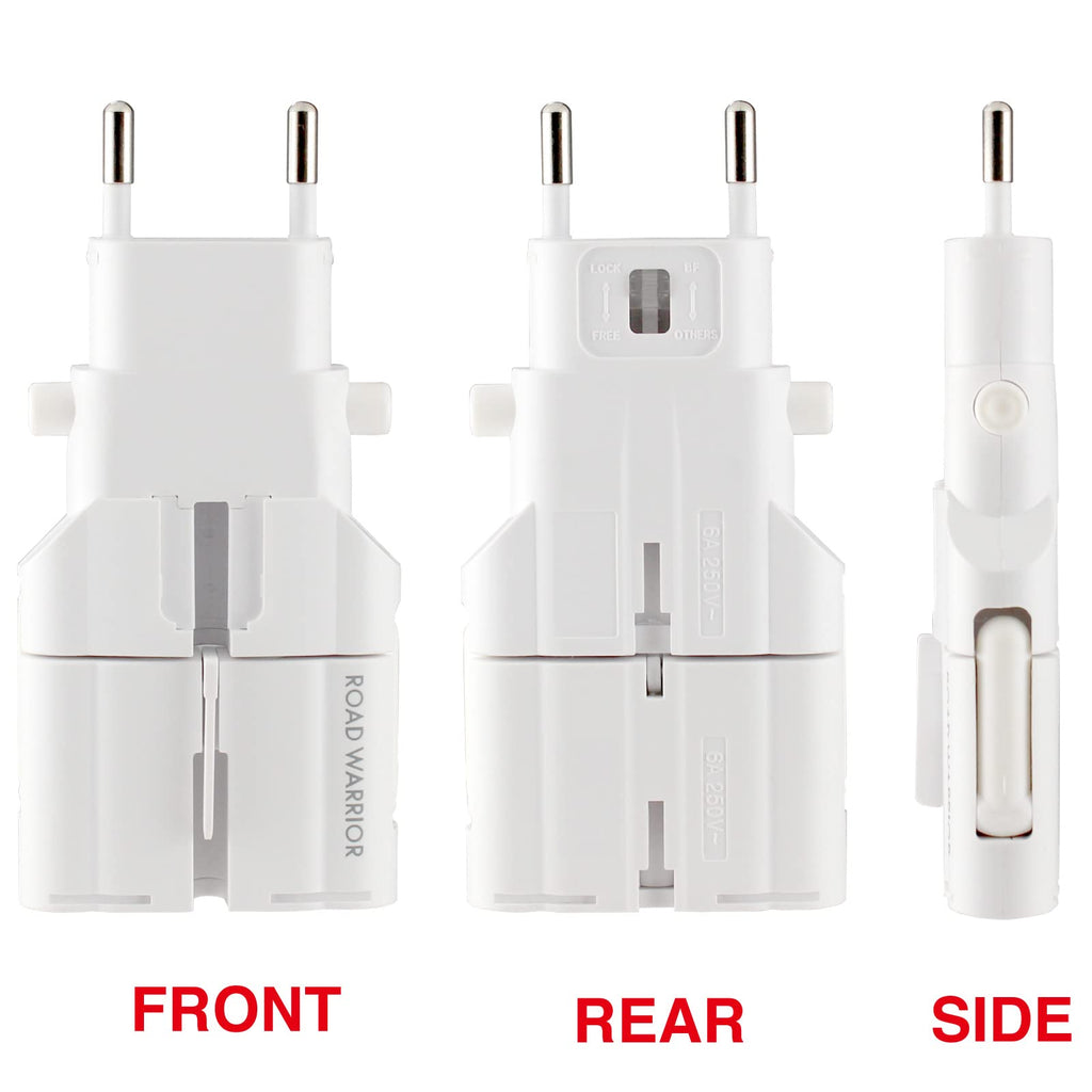 ROAD WARRIOR Worldwide Travel Plug Adapter European/UK/Australia/USA/India/Brazil/China Does Not Convert Voltage RW101WH