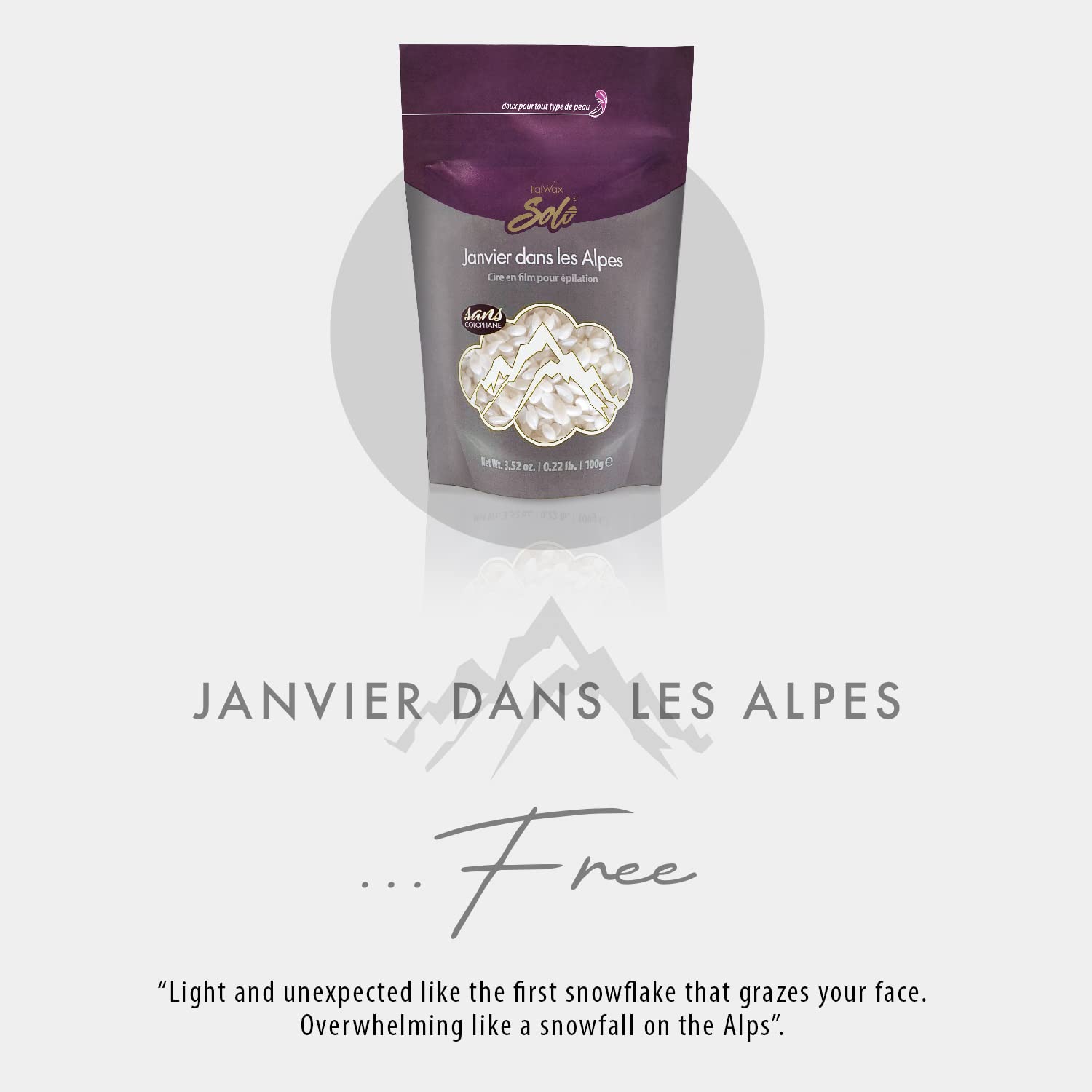 Italwax Solo Janvier Dans Les Alpes - 100g / 3,52 oz - Hard wax beads for hair removal - White -Scent free creamy and soft synthetic formulation - For alla skin type - Face, armpit and bikini area