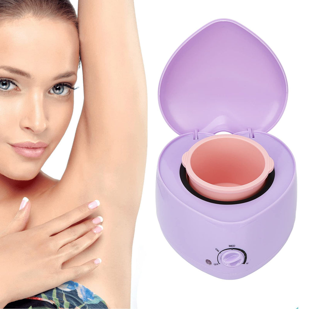 Electric Wax Warmer, Portable Mini Hair Removal Wax Heating Machine, Cute Heart Shaped Fast Heating Wax Heater for Beauty Salon, Home, Silicone Inner Pot Easy Cleansing, Purple