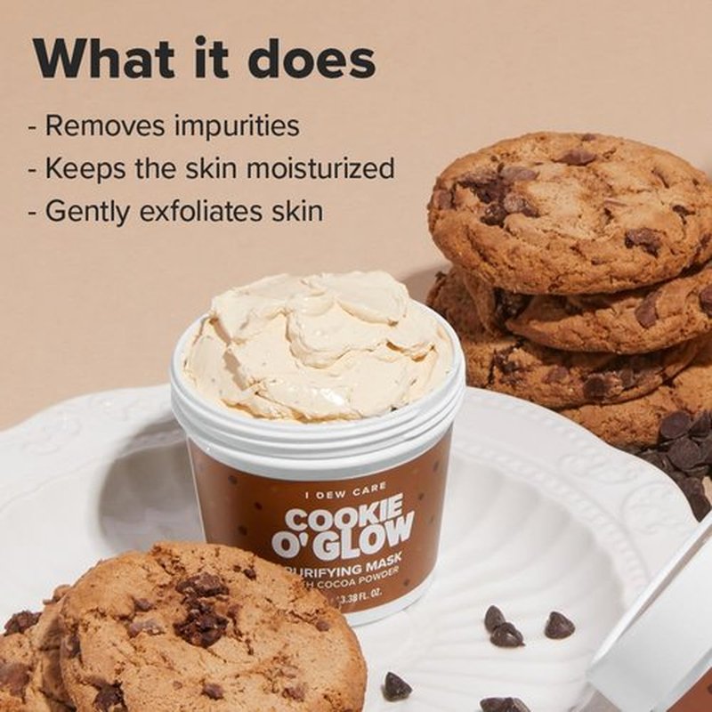 I DEW CARE Wash Off Face Mask - Cookie O' Glow | Hydrating and Purifying for Dry Skin with Cocoa Seed Butter, Korean Facial Mask Skin Care, Stocking Stuffers, Cute Stuff, 3.38 Oz