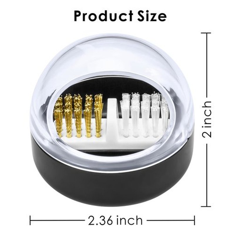 AMAZDIP Nail Drill Bits Cuticle Cleaning Tool with Brush Cover Cleaner Case, 2-in-1 Steel Wire Brush & Nylon Brush, Acrylic Nail Tool for Carbide/Ceramic Nail Drill Bits - Black
