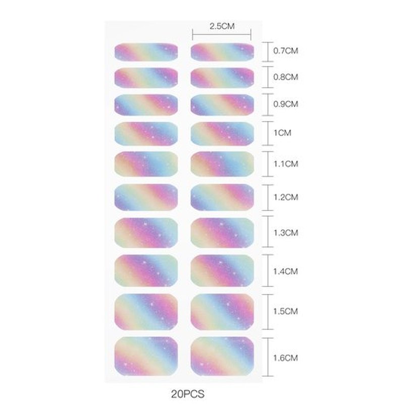 JMEOWIO Gel Nail Stickers Rainbow Glitter Semi Cured Gel Nail Strips Wraps UV/LED Nails Art Design Decoration Accessories