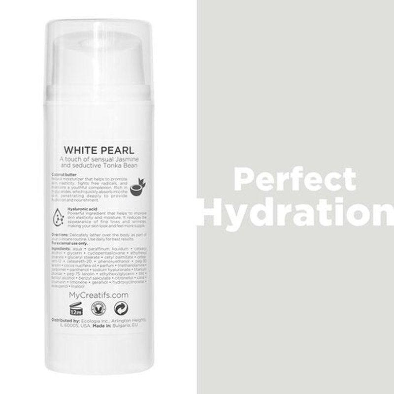 Regine Switzerland White Pearl Body Lotion - Moisturizing with Coconut Butter & Hyaluronic Acid | 3.4 fl. oz.