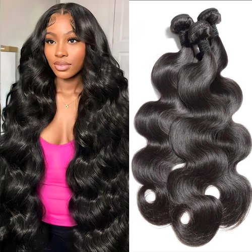 Body Wave Human Hair Bundles 18 20 22 Inch 12A Body Wave Bundles Human Hair 100% Unprocessed Brazilian Virgin Hair 3 Bundles Human Hair Weave Bundles Deals Real Human Hair Natural Black Color