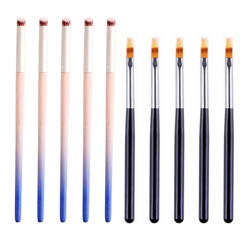 YECIRALA 10Pcs Nail Ombre Brush Nail Art Gradient Painting Brush With Wood Handle For Nail Design Brushes Set Gradient Color Ombre Nail Art Brushes For Women Nail Art Painting Pens Tools