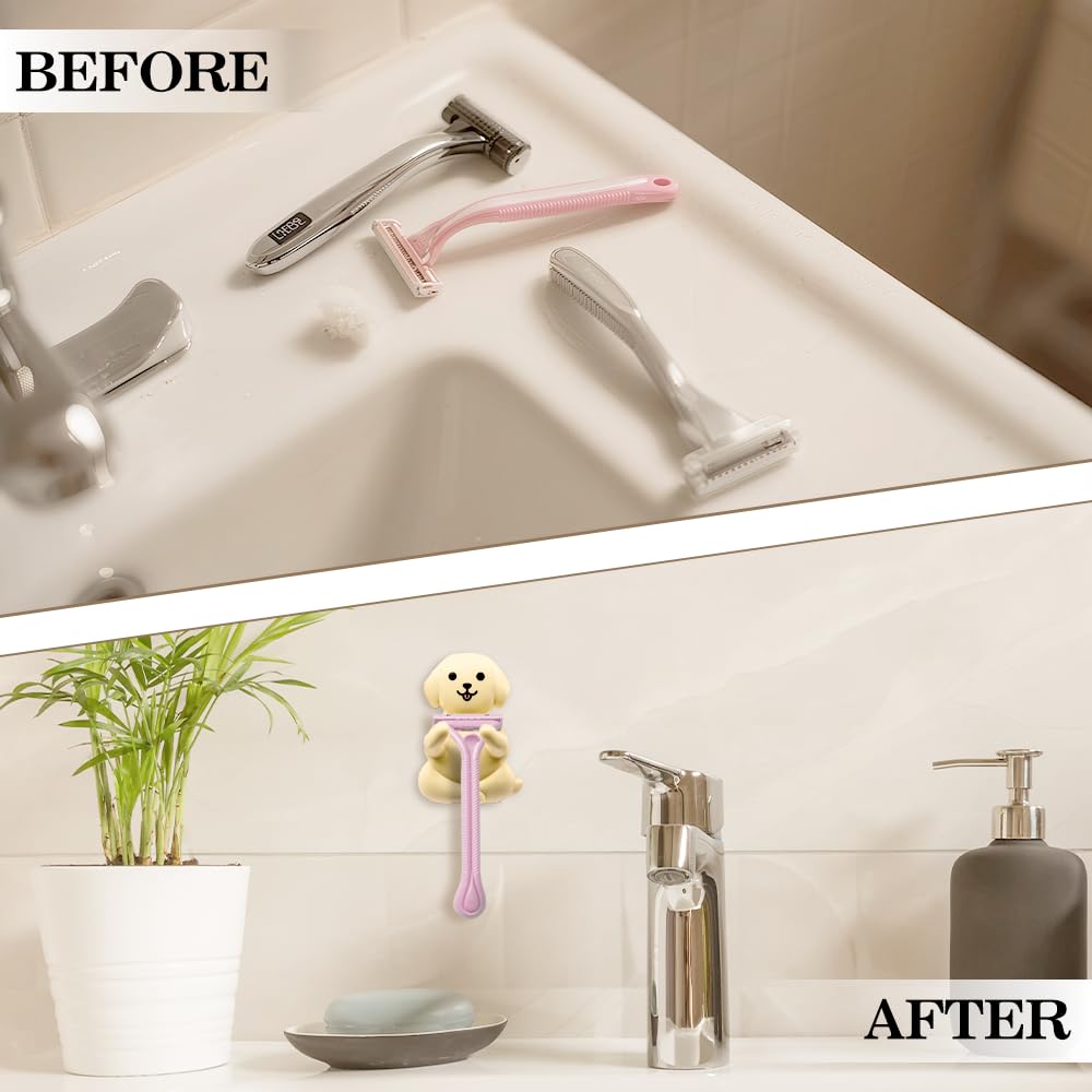 Mhfpl Cute Dog Razor Holder Shower, Cute Gadgets Leg Razor Holder, Relaxing Shower Accessories, Funny Animals Bathroom Decor for Women Mom Sister Friend Wife Girlfriend, Funny Dog Gifts for girlfriend
